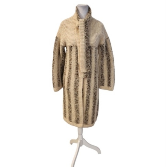 Vintage Hand Knited Sweater Cardigan with Necktie and Two Button Enclosure - Picture 3 of 8